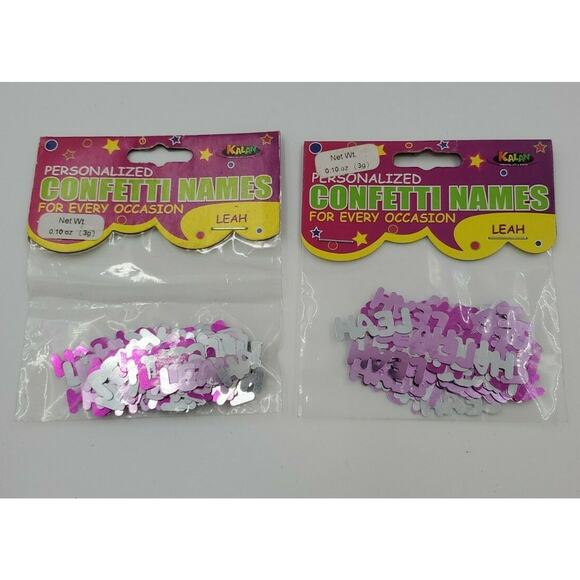 Leah Personalized Name Confetti Foil Pink & Silver 2 Packs Party Crafts Birthday - Picture 1 of 6